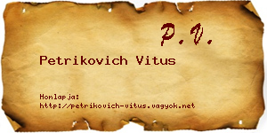 Petrikovich Vitus névjegykártya